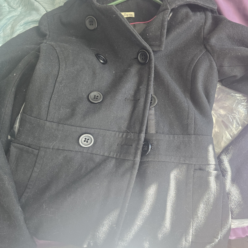 Women's Black Double-Breasted Coat